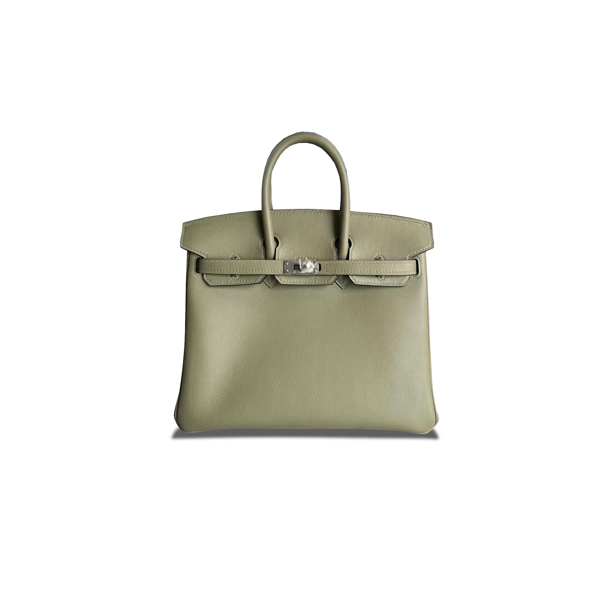 H**me5 BIRKIN 25 SWIFT LEATHER SAGE GREEN SILVER BUCKLE H049362CK18 (25*20*13cm) Master Quality
